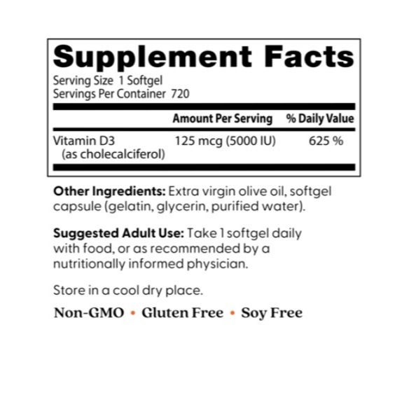 Doctor＇s BEST 維他命D3軟膠囊 5000IU 720顆 1罐-細節圖4