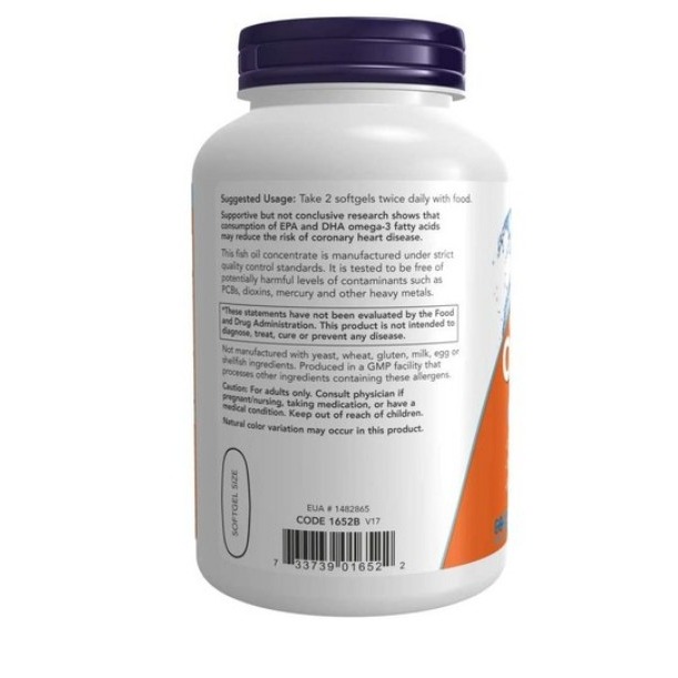 NOW Foods Omega3魚油軟膠囊 1000mg, 200顆, 1罐-細節圖3