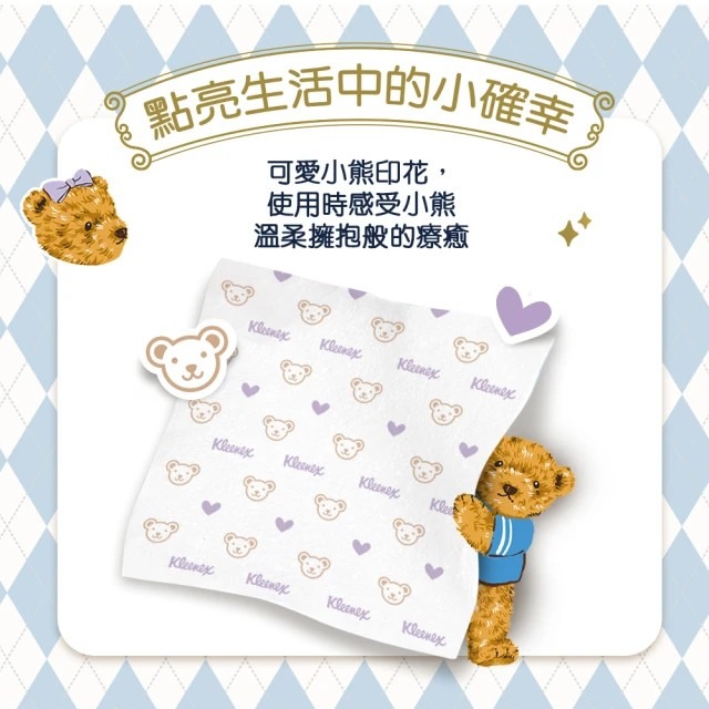 Kleenex 舒潔 Teddy Soft小熊印花抽取面紙 100抽x6包 #抽取式衛生紙-細節圖4