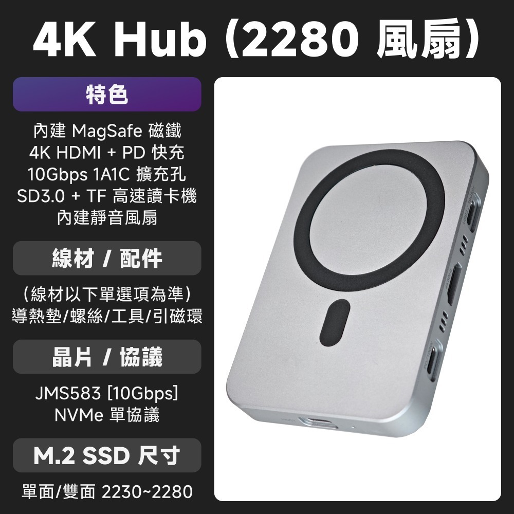 光連科技🪷 M.2 SSD 磁吸外接盒 10gbps USB 3.2 NVMe Type C MagSafe PD 充電-規格圖10