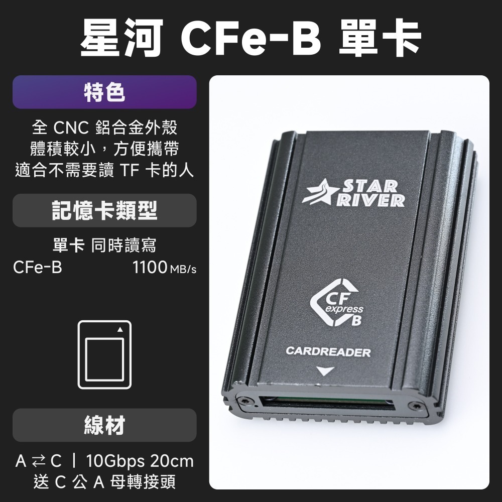 光連科技🪷 CFe B + SD 二合一 讀卡機 UHS-II USB 3.2 Type-C CFB CFexpres-規格圖4
