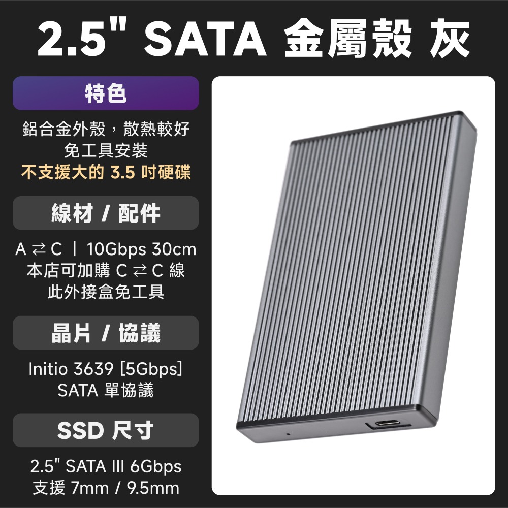 SATA 2.5＂｜金屬殼