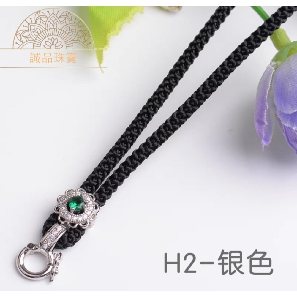 【台灣現貨】銅鍍銀 萬能扣項鍊掛繩 立體鑲崁吊墜繩 佛牌掛繩 翡翠鈦鋼黃金琥珀蜜蠟玉器掛繩 可調節掛繩-規格圖2