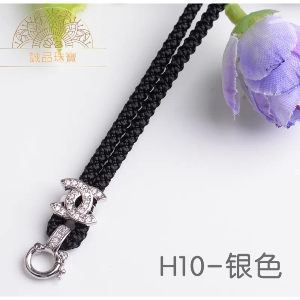 【台灣現貨】銅鍍銀 萬能扣項鍊掛繩 立體鑲崁吊墜繩 佛牌掛繩 翡翠鈦鋼黃金琥珀蜜蠟玉器掛繩 可調節掛繩-規格圖2