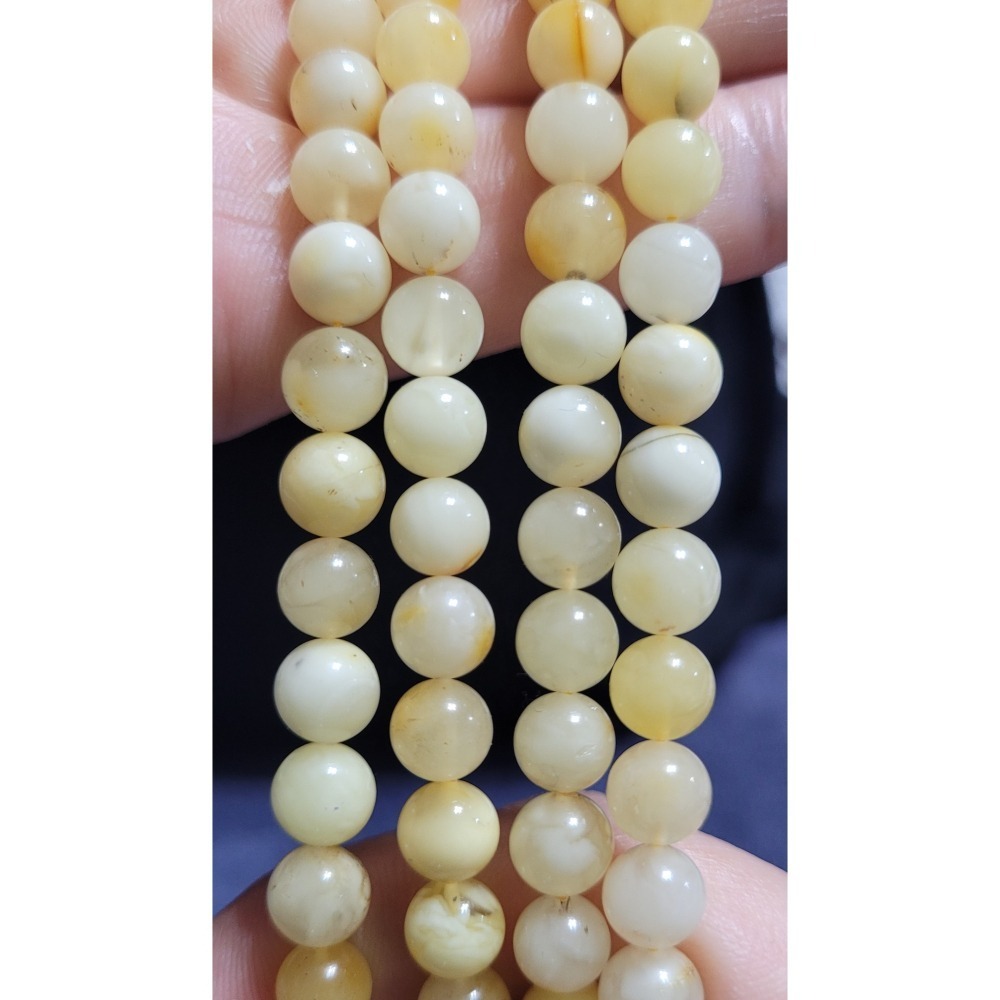 【已過爐現貨】天然原礦無優化 琥珀蜜蠟佛珠 108念珠 白花蜜蠟項鍊 6mm+ 限量熱銷-細節圖3