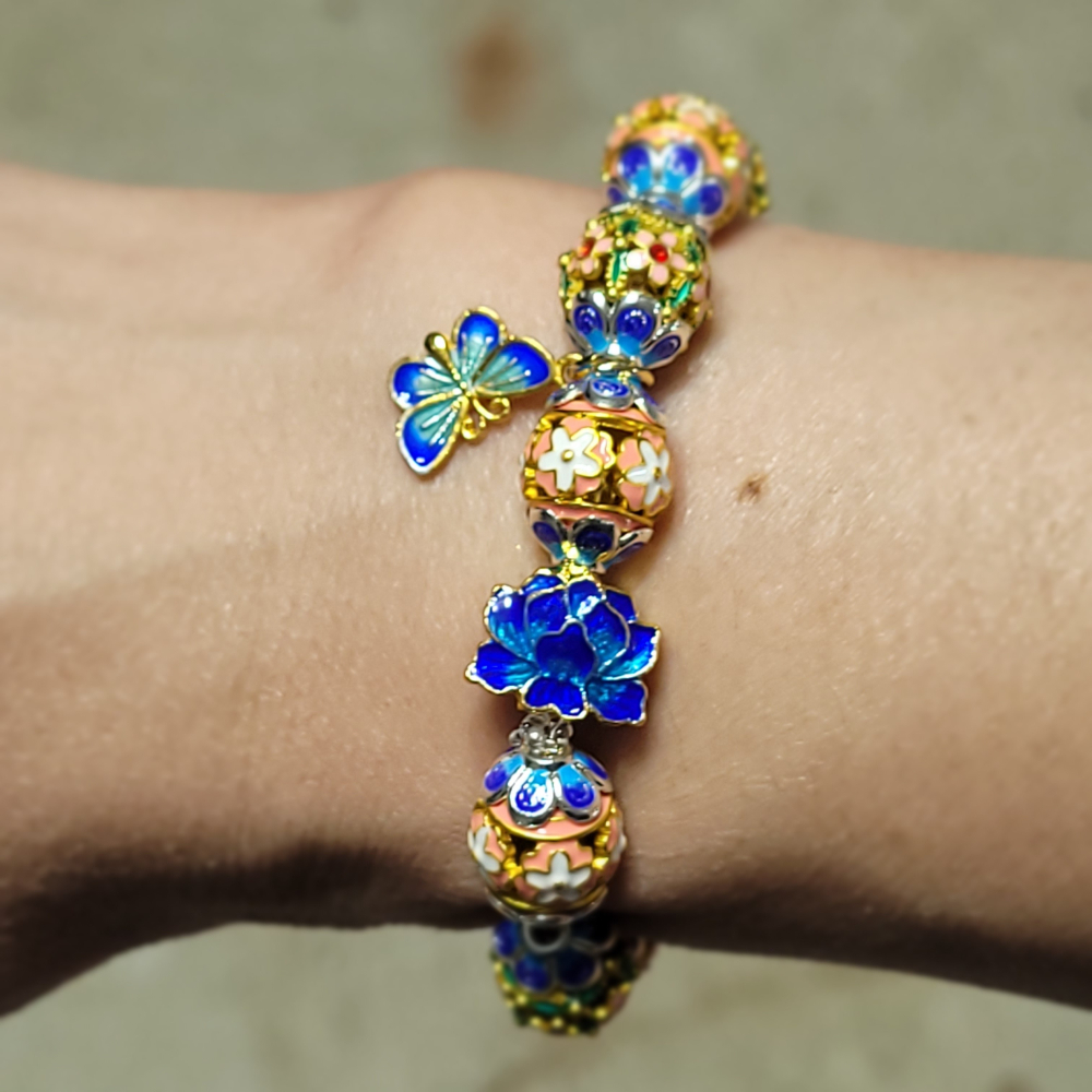 【已過爐現貨】景泰藍燒藍琺瑯彩鏤手串 DIY手工保色小滴溜 珠子10mm 限量熱銷-細節圖2