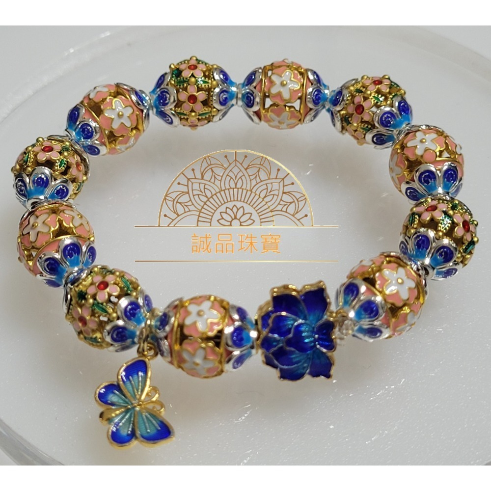 【已過爐現貨】景泰藍燒藍琺瑯彩鏤手串 DIY手工保色小滴溜 珠子10mm 限量熱銷-規格圖2