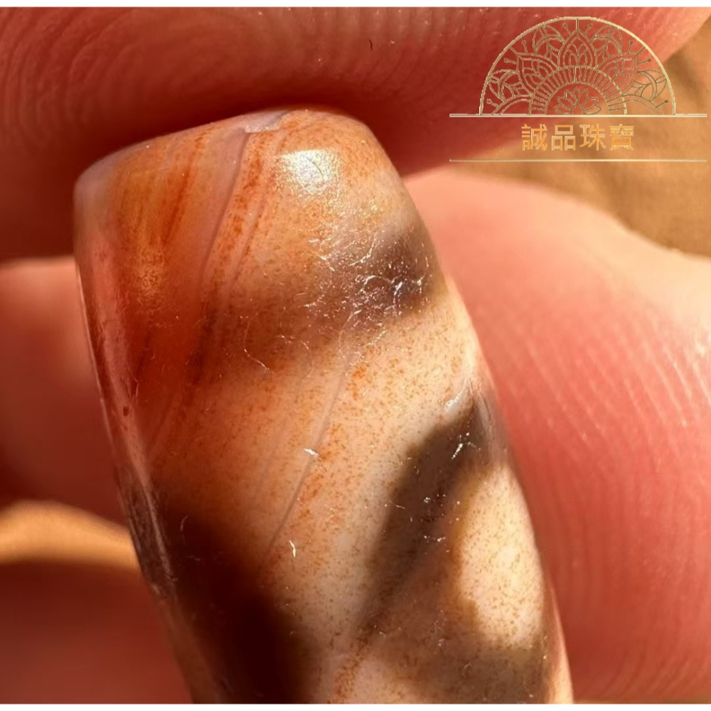 【母親節禮物已過爐現貨】台灣至純天珠 小盧手工滿砂紅肉 坦誠三眼天珠 天珠手串 手圍16公分 天珠30×11.5mm-細節圖8