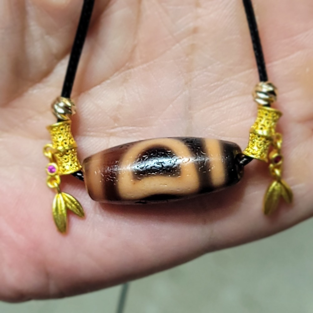 【已過爐】台灣工藝至純天珠 風化紋馬蹄紋包漿油潤 小盧手工紅肉日月天珠 天珠項鍊 現貨速發-細節圖2