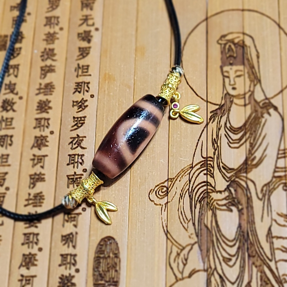 【已過爐】台灣工藝至純天珠 風化紋馬蹄紋包漿油潤 小盧手工紅肉日月天珠 天珠項鍊 現貨速發-細節圖3