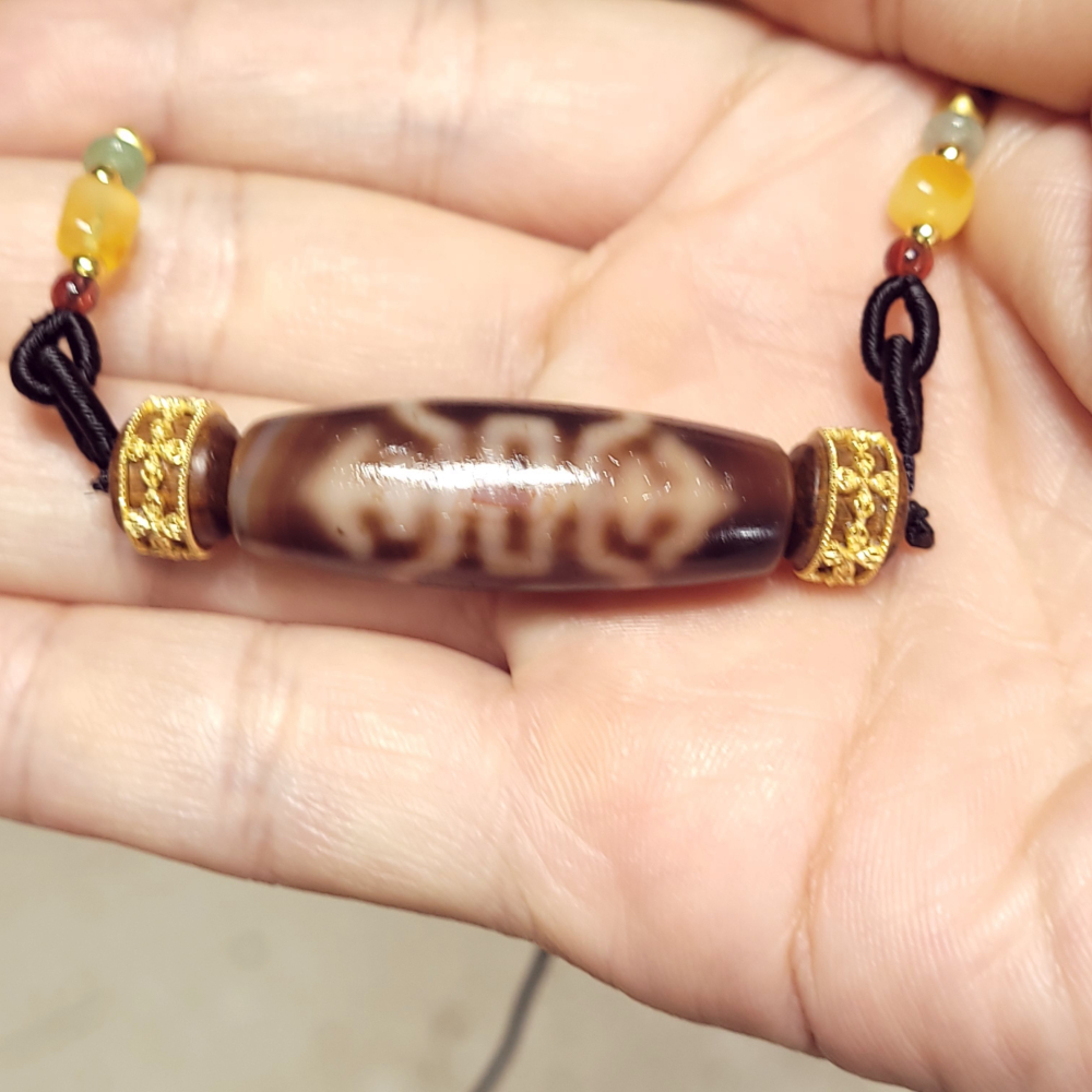 【高級天珠/高級ジービーズ】福壽天珠 《藏珠家天珠》延年益壽 增福增壽之表徵 福壽天珠項鍊