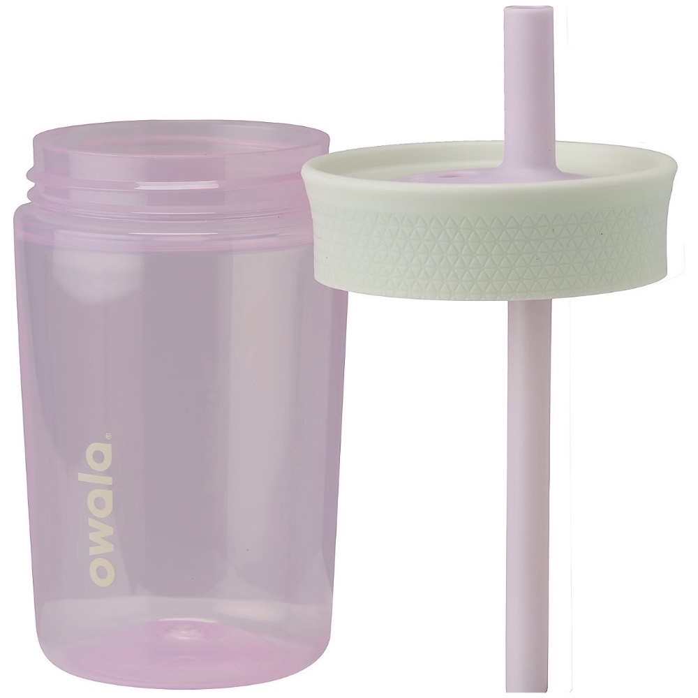 現貨✨OWALA 兒童塑膠吸管水杯 Kids＇ Tumbler 透明水壺 不鏽鋼防傾倒 美國 粉色 獨角獸保溫保冰-細節圖3