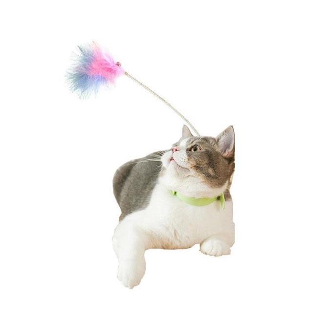 貓咪自嗨神器 360度晃動逗貓棒  羽毛鈴鐺逗貓棒 貓玩具 寵物玩具 321go-細節圖3