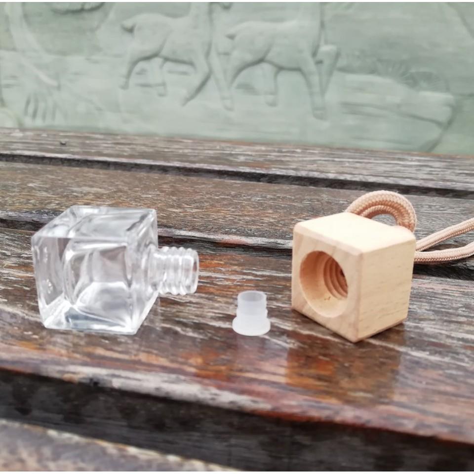 【321go】 方形木蓋精油瓶 香氛瓶薰香瓶 木蓋擴香 香水瓶吊飾-細節圖2