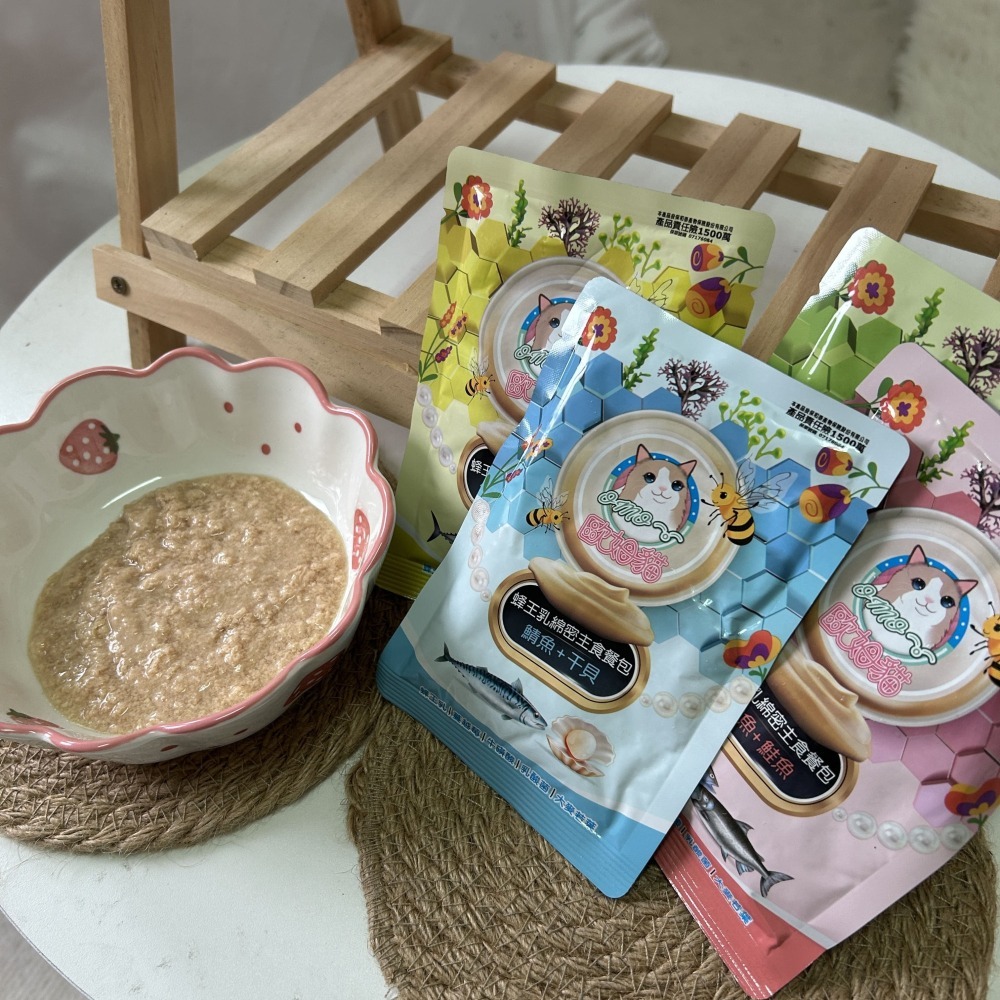 貓主食餐包｜歐姆貓 OMO🐝 蜂王乳綿密貓罐 主食貓泥 鮪魚鮭魚 幼貓貓餐包 餐包推薦 主食餐包 貓主食罐貓泥60g-細節圖2