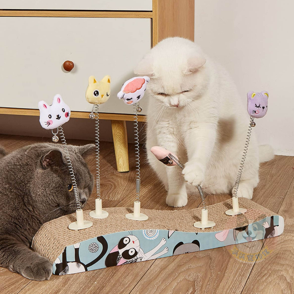 😽貓抓板搖搖樂😽 彈簧玩具 貓抓板 逗貓棒 貓鈴鐺 貓咪抓板 幼貓玩具貓玩具貓咪玩具寵物玩具逗貓小貓用品懶人逗貓棒-細節圖2