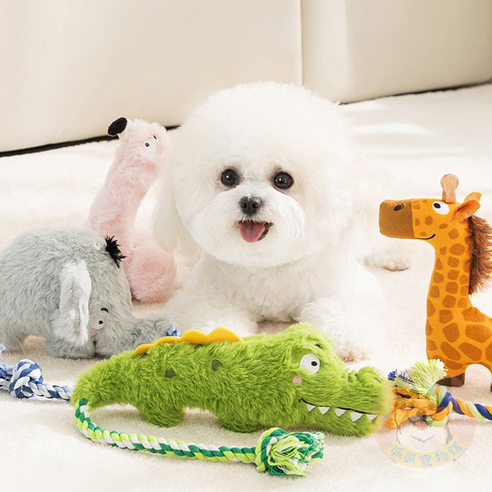 🦒毛絨動物園🐊 棉繩玩具 寵物玩具 寵物娃娃 狗狗玩具 啾啾玩具 小狗玩具 幼犬玩具 發聲玩具毛孩毛絨狗狗磨牙陪睡-細節圖8