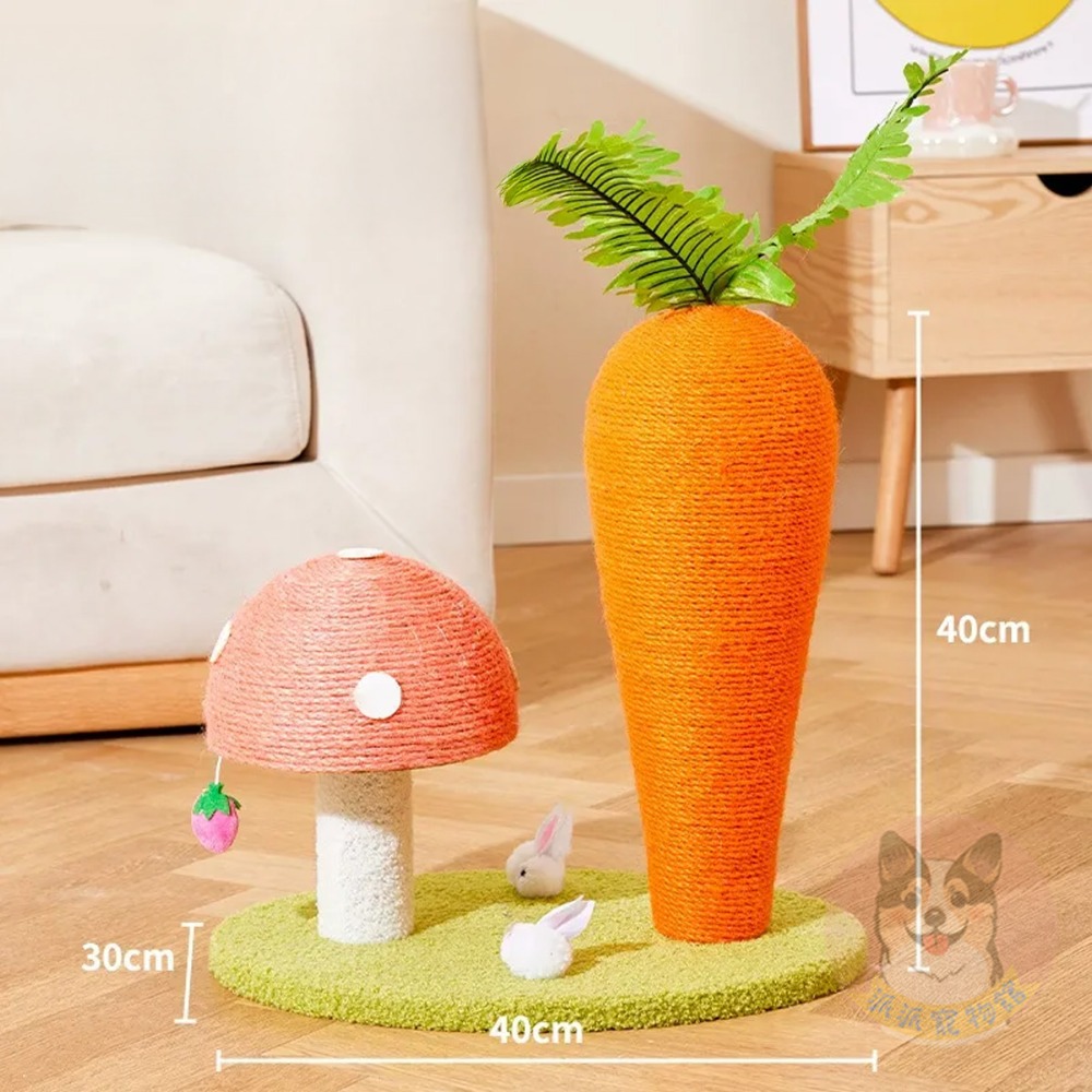🥕紅蘿蔔抓柱🥕 貓跳台 貓抓柱 貓爬架 貓玩具 貓咪玩具寵物玩具幼貓玩具貓跳板貓抓劍麻貓抓板貓柱貓跳臺麻繩爬柱小貓-規格圖3