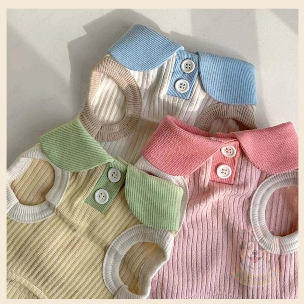 馬卡龍POLO衫🍎 狗衣服 狗狗背心 狗狗衣服 寵物衣服 貓咪衣服 小狗衣服 夏天幼犬幼貓博美吉娃娃貴賓狗比熊臘腸狗衣服-細節圖4