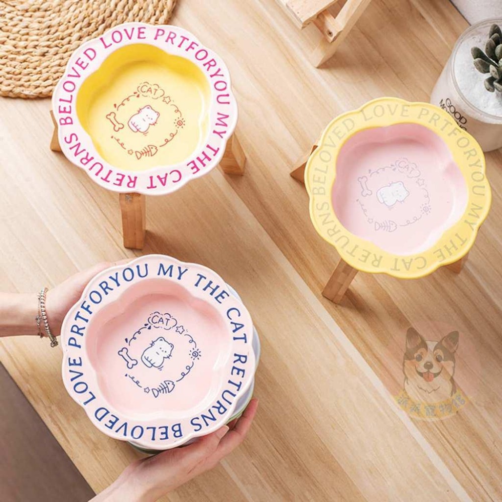 💗馬卡龍木架碗💗 貓碗 寵物碗 貓咪碗 寵物碗架 寵物陶瓷碗 貓碗架 貓咪飼料碗 貓咪碗架 貓用品 護頸碗 寵物碗架貓-細節圖5