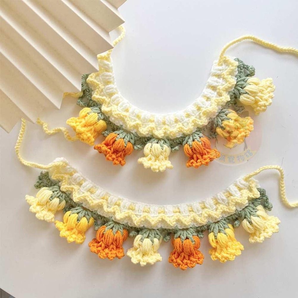 🌼鈴蘭花針織圍脖🌼 貓咪圍脖 貓咪領巾 貓領巾 貓咪圍巾 貓項圈 貓咪項圈 寵物項圈 寵物頸圈 狗狗寵物圍巾毛線項圈圍脖-細節圖6