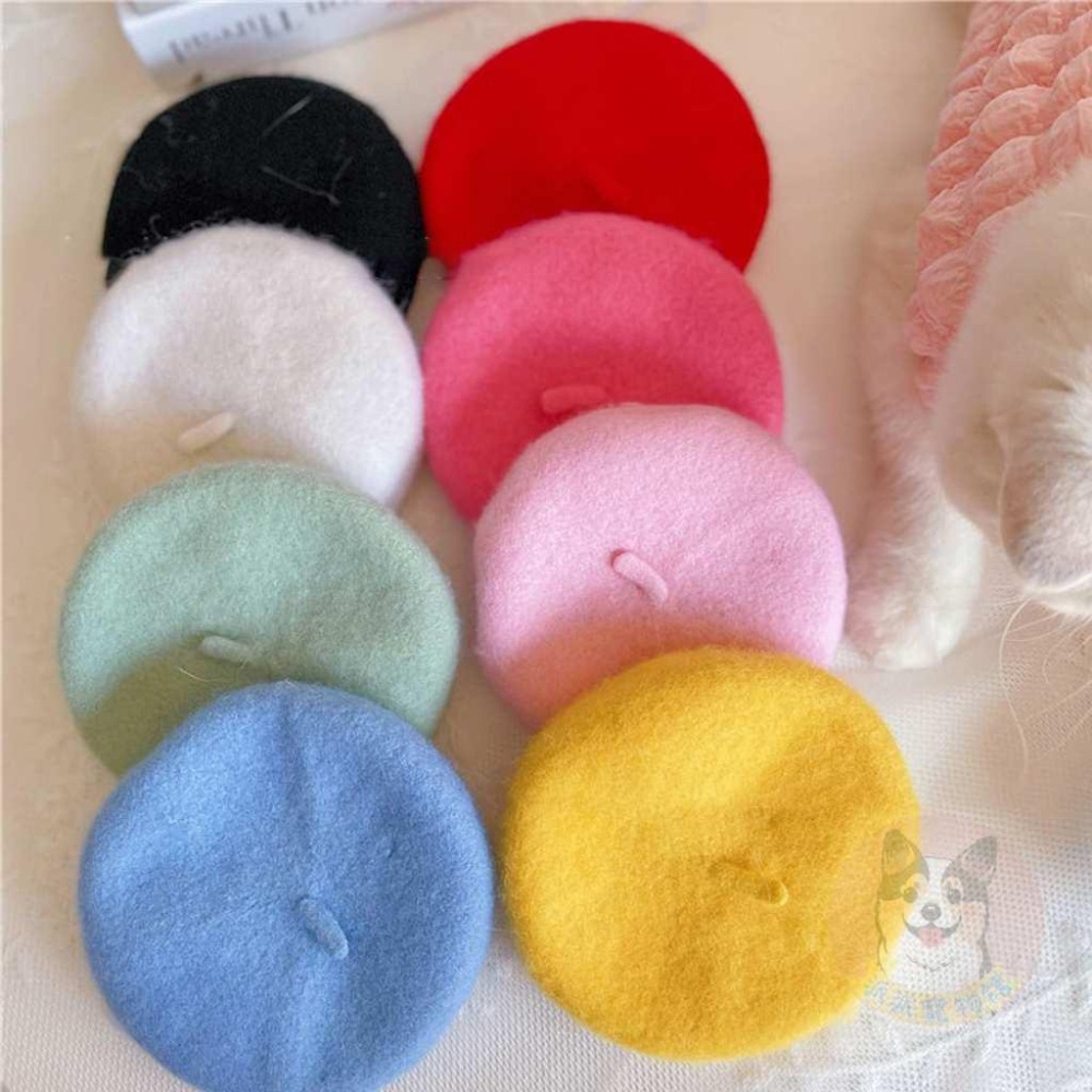 我是小畫家🎨 寵物帽子 狗狗帽子 貓咪帽子 狗帽 貓帽 寵物頭套 寵物配件 寵物帽 幼犬帽子 幼貓帽子羊毛 畫家帽貝雷帽-細節圖2