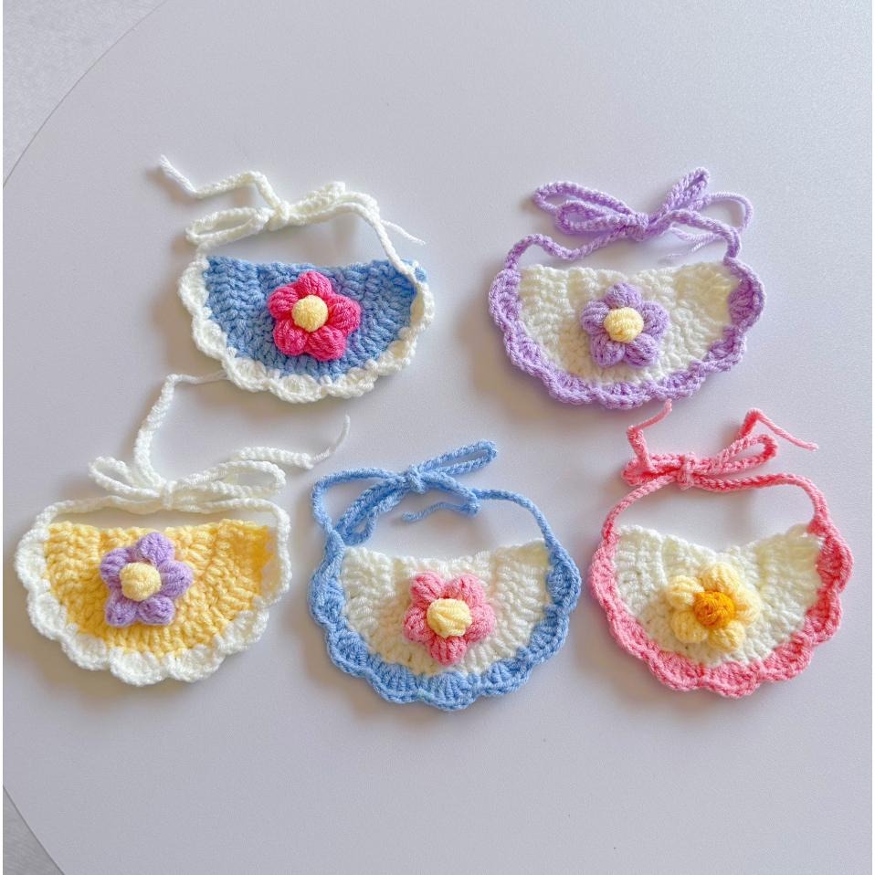 🌼🌼毛線小花圈🌼🌼 貓咪圍脖 貓咪領巾 貓領巾 貓咪圍巾 貓項圈 貓咪項圈 寵物項圈 寵物頸圈 狗狗寵物圍巾毛線項圈圍脖-細節圖2