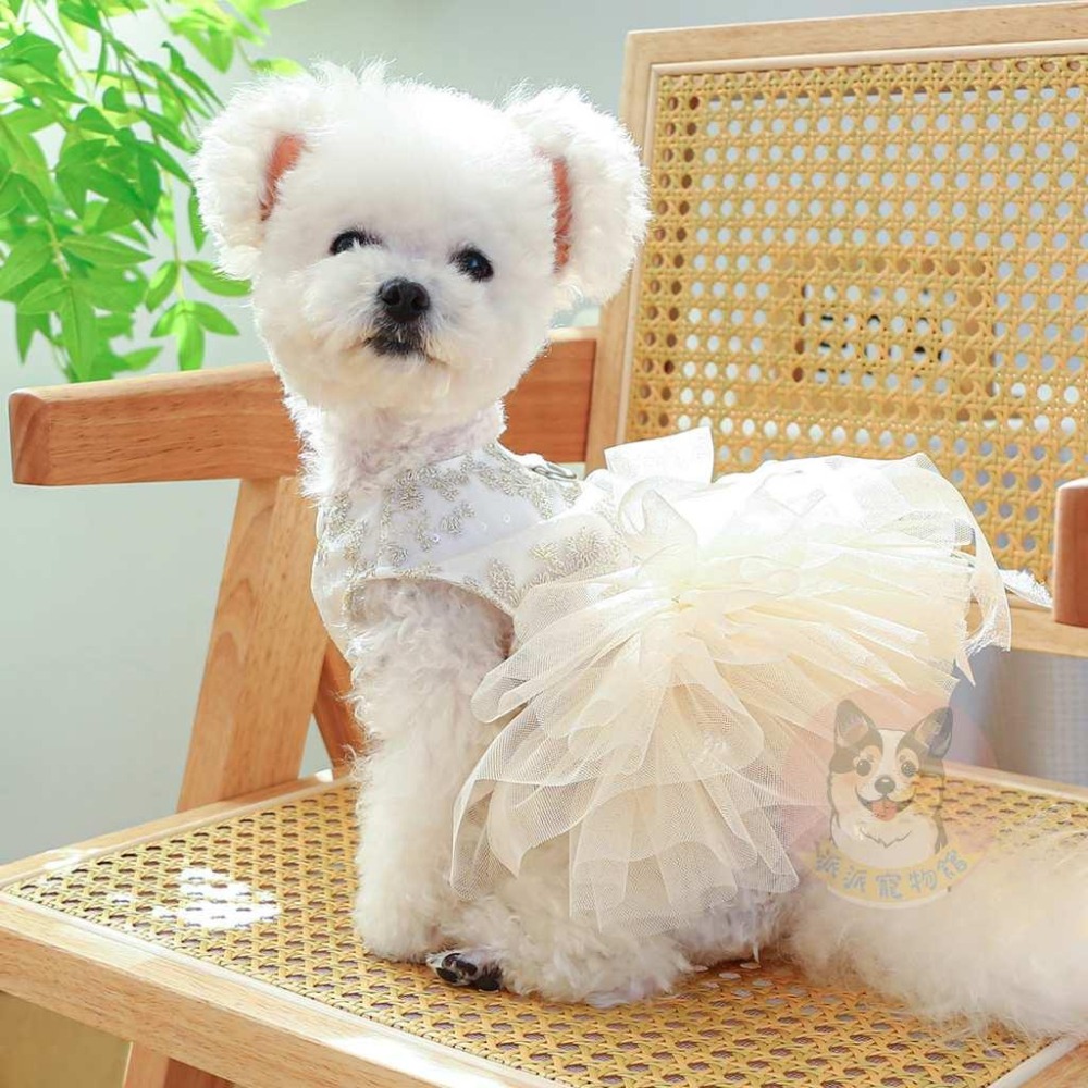 🧚‍♀️寵物婚紗🧚‍♀️ 狗狗衣服 寵物衣服 狗衣服 狗狗婚紗 狗婚紗 狗狗禮服 小狗衣服 貴賓比熊馬爾濟斯博美臘腸衣服-細節圖5