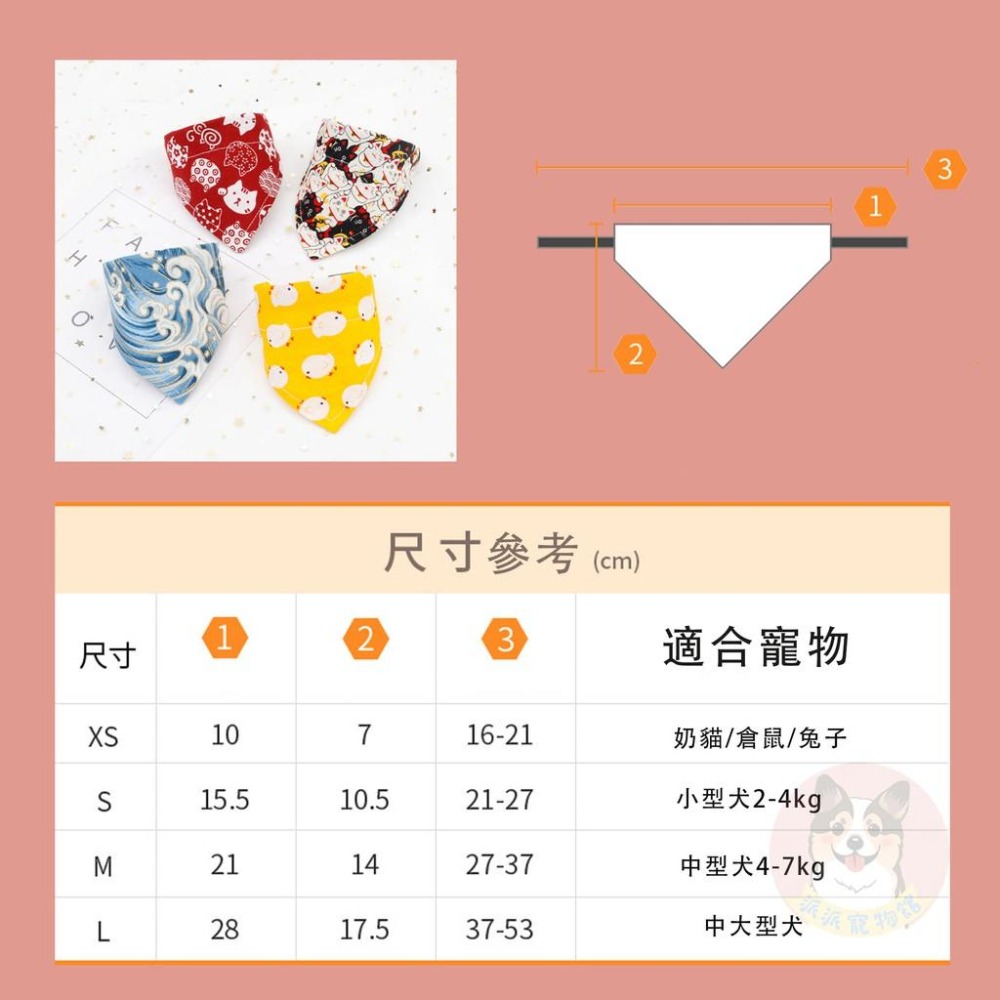 ✨多款✨日系口水巾 寵物領巾 狗狗領巾 貓咪領巾 寵物項圈 柯基柴犬兔子三角巾口水巾頸圈飾品小中大型犬配件圍巾狗圍兜兜-細節圖2