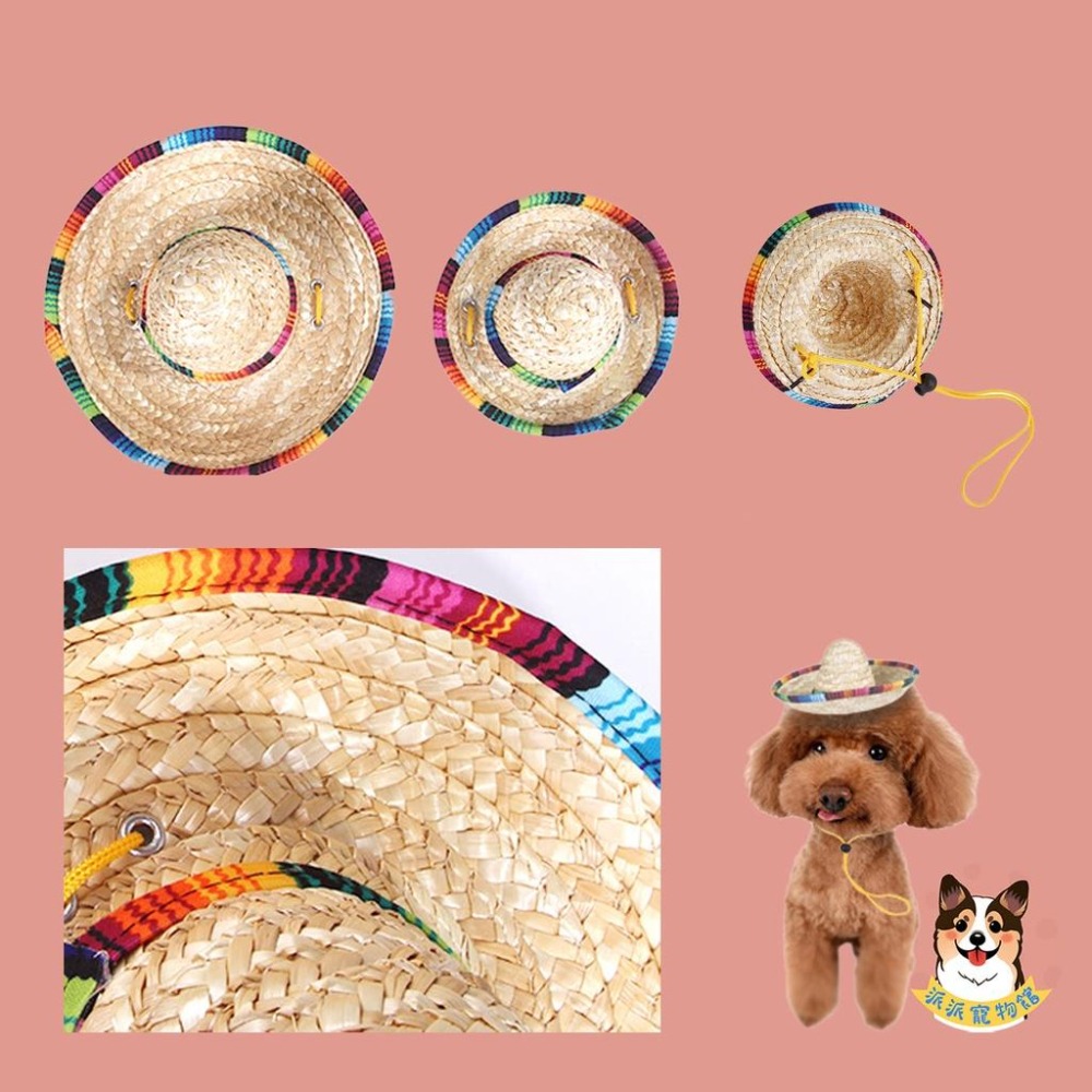 ☘️寵物草帽☘️ 狗狗帽子 貓咪帽子 寵物帽子 狗帽子 貓帽子 寵物配件 寵物服飾 寵物狗狗草帽遮陽帽飾品裝飾頭套夏天-細節圖5