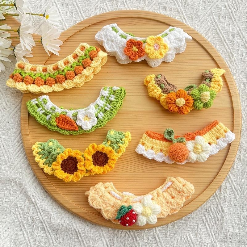 🌻春日小花園針織圍脖🌻 貓咪圍脖 貓咪領巾 貓領巾 貓咪圍巾 貓項圈 貓咪項圈 寵物項圈 寵物頸圈 狗狗寵物圍巾毛線項圈-細節圖2