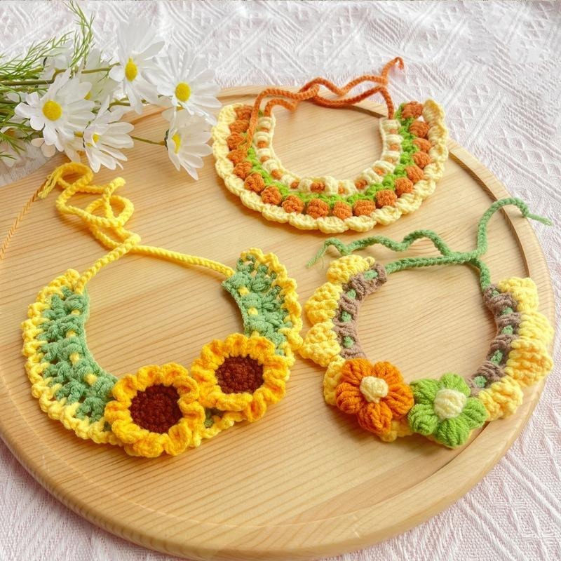 🌻春日小花園針織圍脖🌻 貓咪圍脖 貓咪領巾 貓領巾 貓咪圍巾 貓項圈 貓咪項圈 寵物項圈 寵物頸圈 狗狗寵物圍巾毛線項圈-細節圖5