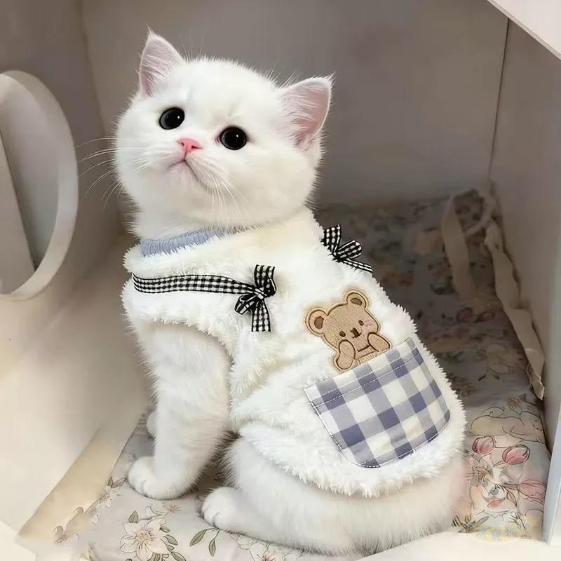 熊寶寶背心🐻❤️狗狗衣服 幼貓衣服 寵物衣服 幼犬衣服 小狗衣服 貓咪衣服 貴賓狗貓咪博美約克夏布偶貓背心保暖冬天衣服-細節圖2