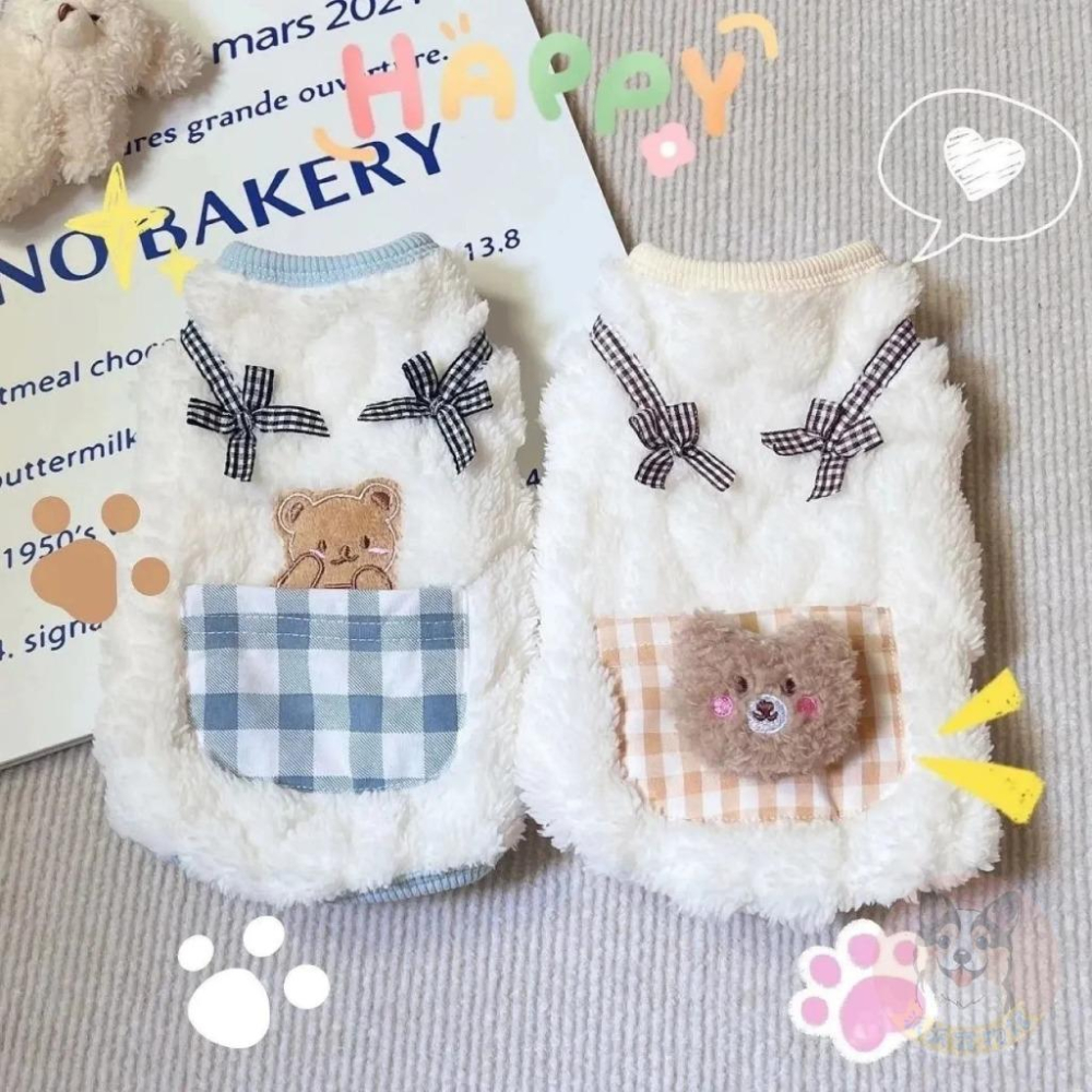 熊寶寶背心🐻❤️狗狗衣服 幼貓衣服 寵物衣服 幼犬衣服 小狗衣服 貓咪衣服 貴賓狗貓咪博美約克夏布偶貓背心保暖冬天衣服-細節圖4