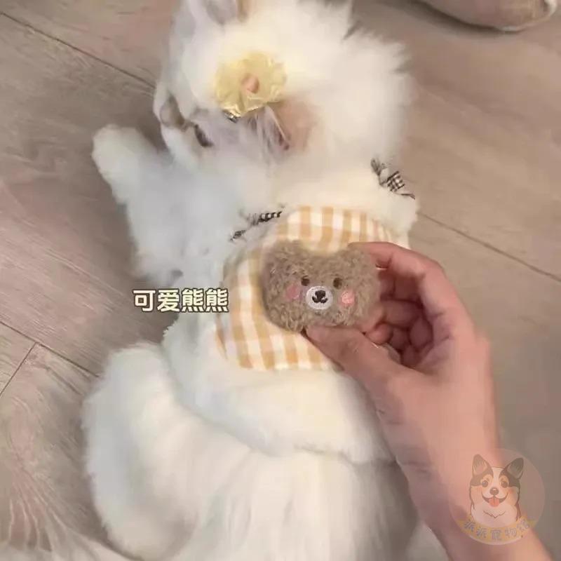 熊寶寶背心🐻❤️狗狗衣服 幼貓衣服 寵物衣服 幼犬衣服 小狗衣服 貓咪衣服 貴賓狗貓咪博美約克夏布偶貓背心保暖冬天衣服-細節圖5