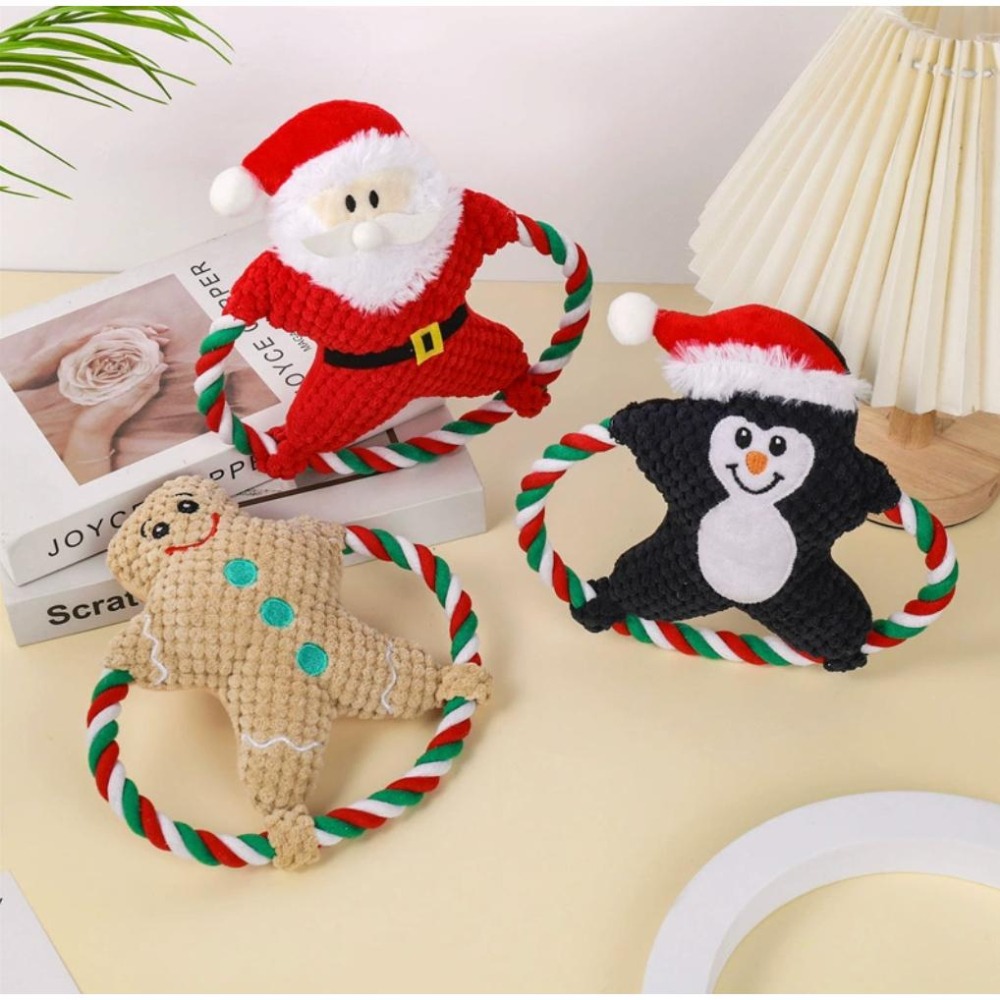 🎄聖誕狗狗飛盤🎄 狗玩具 寵物玩具 寵物飛盤 狗狗玩具 啾啾玩具 小狗玩具 幼犬玩具 發聲玩具 毛孩毛絨狗狗磨牙聖誕節-細節圖4