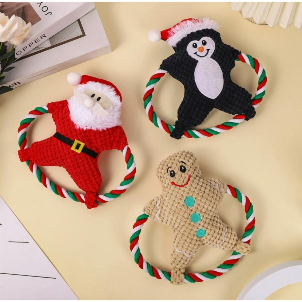 🎄聖誕狗狗飛盤🎄 狗玩具 寵物玩具 寵物飛盤 狗狗玩具 啾啾玩具 小狗玩具 幼犬玩具 發聲玩具 毛孩毛絨狗狗磨牙聖誕節-細節圖5