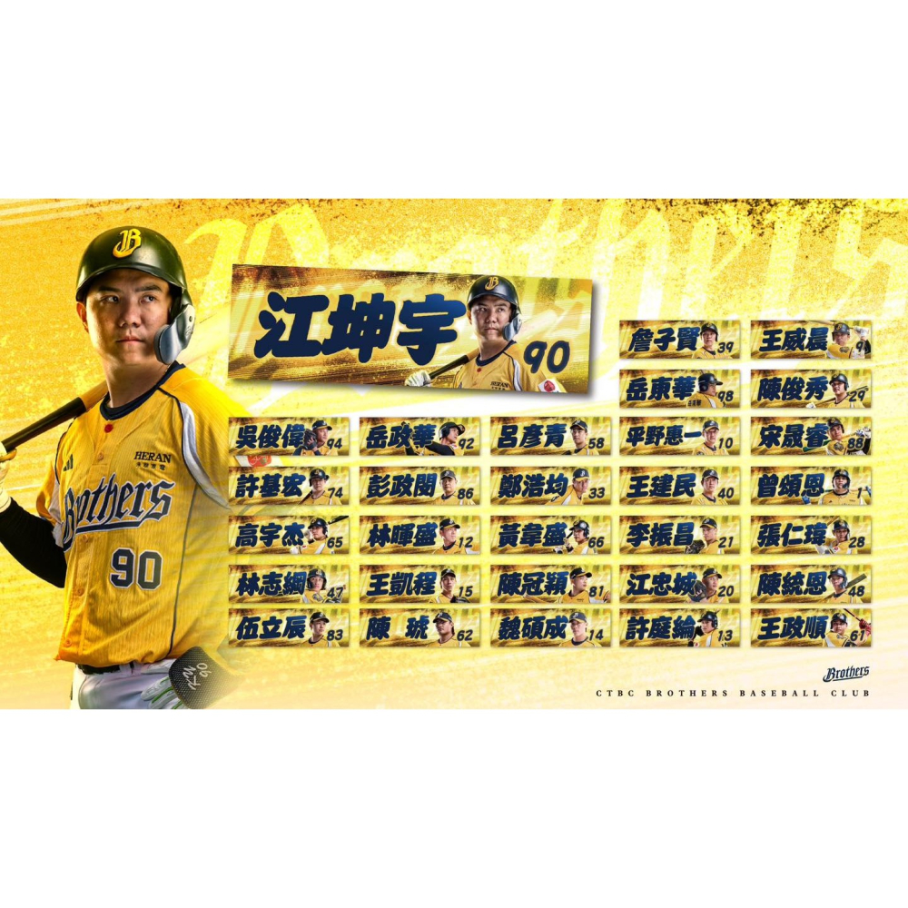 中信兄弟 棒球 中華職棒 2026 球員毛巾 2025選手應援毛巾 江坤宇 王威晨 宋晟睿-細節圖2