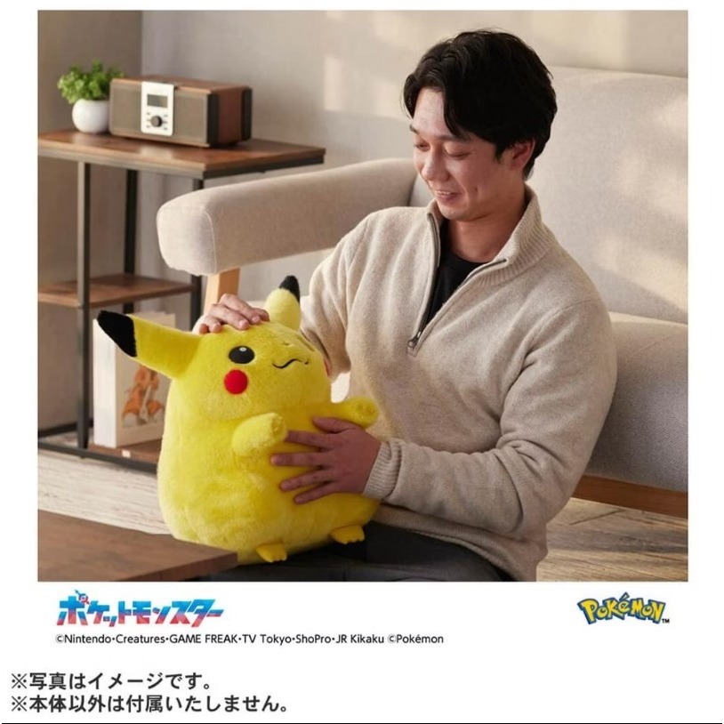 【艾頑玩具】『現貨』TAKARA TOMY 寶可夢 30週年紀念 回來吧 皮卡丘 1/1 絨毛娃娃玩偶 初代 胖皮卡丘-細節圖8