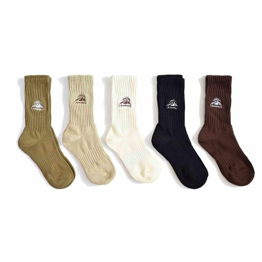 台灣公司貨 街頭 雪山 山脈 刺繡襪 中筒襪 長襪 露營 雪山襪 戶外 透氣 棉 刺繡襪子 直條紋襪-細節圖9