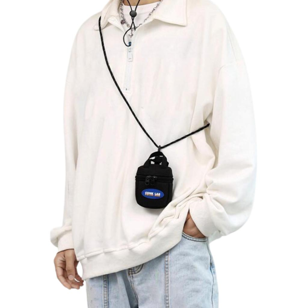 2023 台灣公司貨 防潑水 斜背 超小包 掛包 腰包 防潑水拉鍊 胸包 廢物包 斜背 零錢包-細節圖7