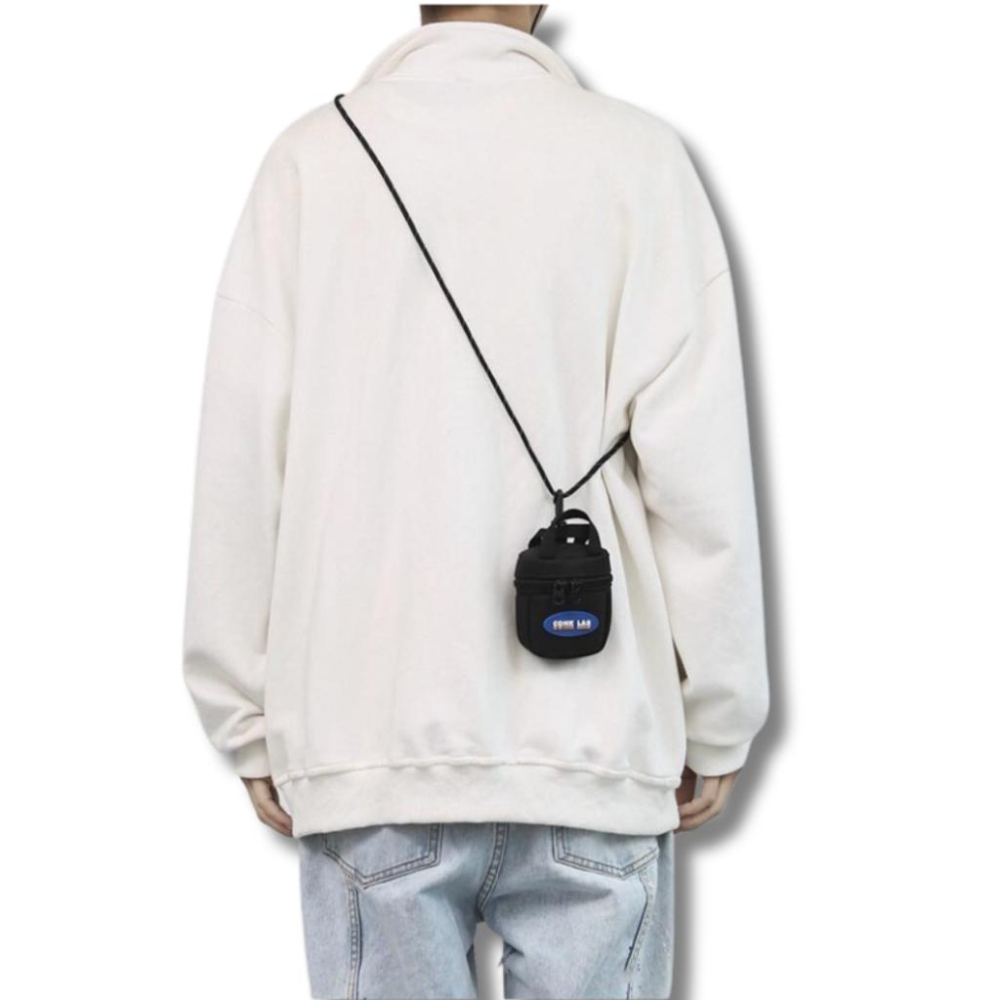 2023 台灣公司貨 防潑水 斜背 超小包 掛包 腰包 防潑水拉鍊 胸包 廢物包 斜背 零錢包-細節圖8