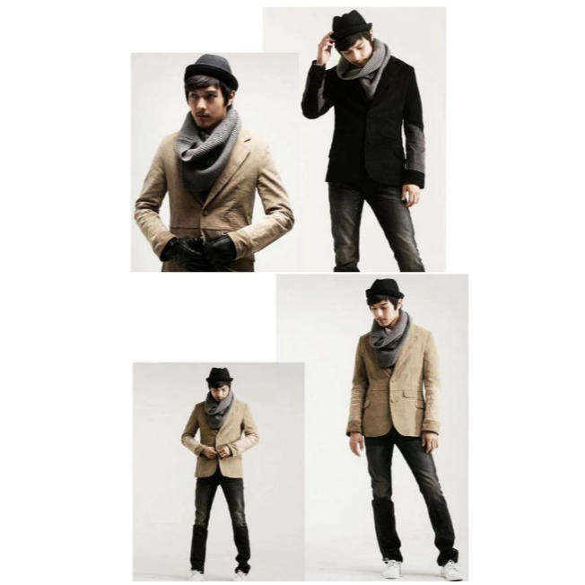 🇹🇼 台灣現貨 | 冬季特賣 ✨ 韓版百搭加厚針織圍巾/圍脖/雙圈保暖披肩 | 男女同款 ✨🔥 寒冬必備，柔軟親膚-細節圖3