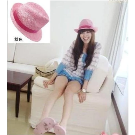 台灣現貨日系編織紳士草帽英倫帽 紳士帽 爵士帽 遮陽帽造型帽-細節圖2