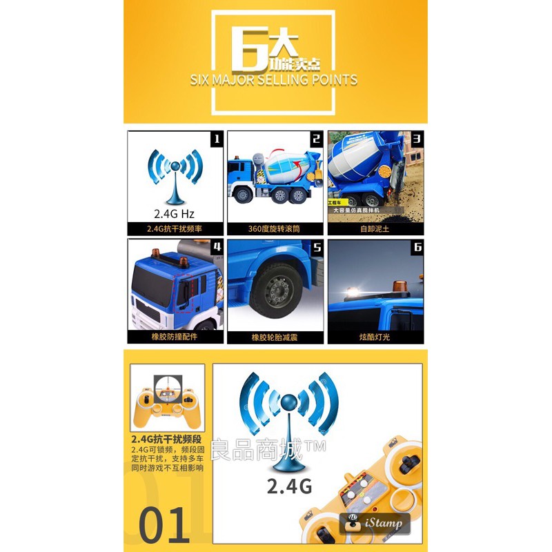 【良品商城】雙鷹 518 大型 遙控水泥車 水泥 工程車 攪拌車 混泥土車 工程車 遙控 遙控混泥土車 E518-細節圖3