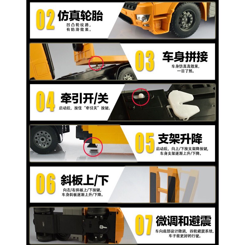 【現貨】遙控車 雙鷹 562 遙控 拖板車 板車 聯結車 授權 工程車 遙控拖車 拖 挖土機 兒童玩具 1562良品商城-細節圖9