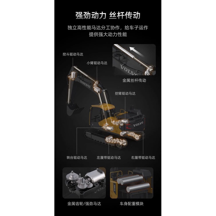 雙鷹 遙控 挖土機 怪手 工程車 598 EC160 螺桿 挖掘機 電動 挖土機 合金挖勺 兒童玩具 類593【良品商城-細節圖4