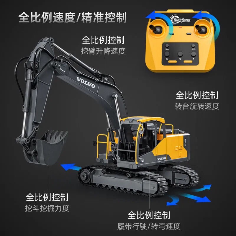雙鷹 遙控 挖土機 怪手 工程車 598 EC160 螺桿 挖掘機 電動 挖土機 合金挖勺 兒童玩具 類593【良品商城-細節圖9