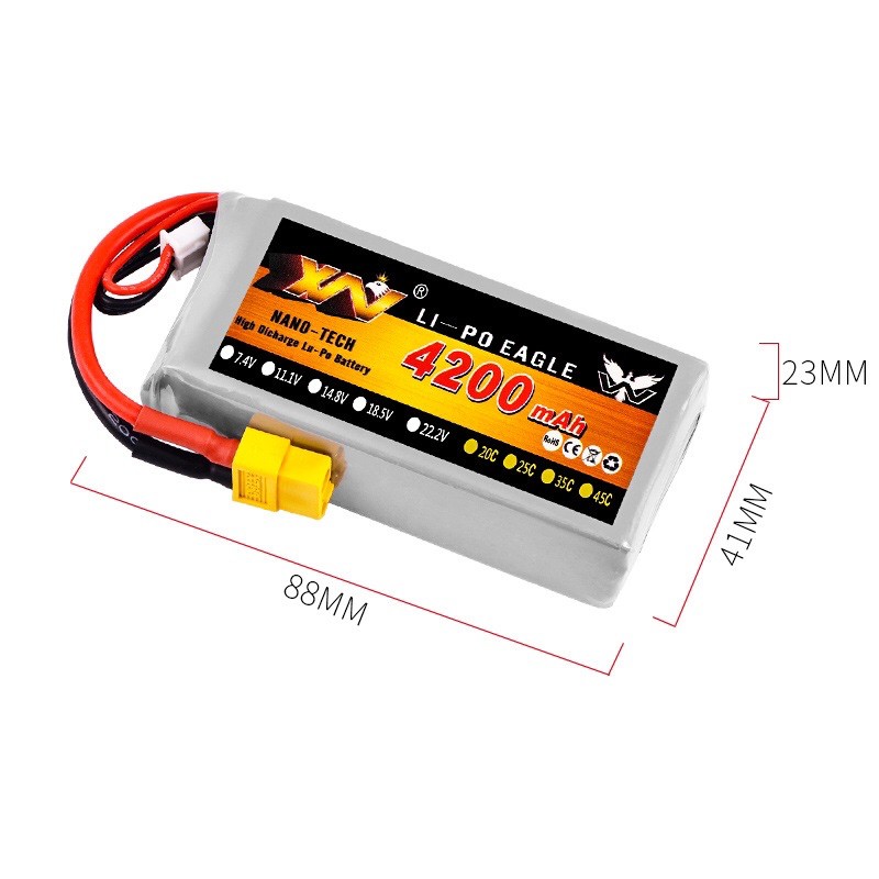 鷹王 鷹牌 7.4V 4200 mah  T型插 2S電池 遙控車 高速車 暴力 電池 10428 頑皮龍 D12 升級-細節圖5