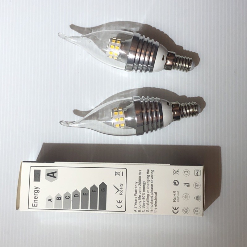 【良品商城】LED 燈泡 水晶吊燈 蠟燭拉尾燈泡 省電燈泡 3W 5W E14 E17 暖白光-細節圖4